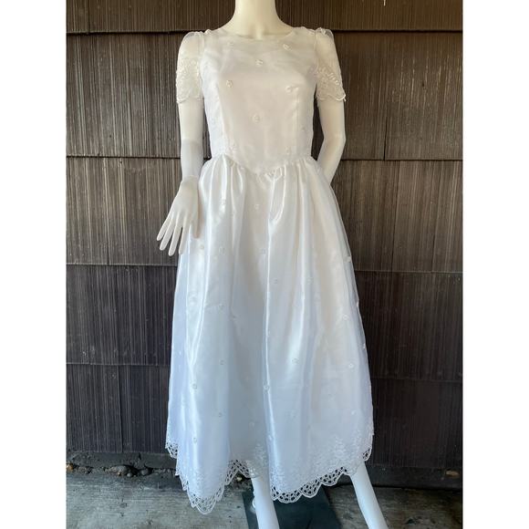 🔥AKI Girls 14 Embroidered Formal Party Flower Special Occasion White Dress